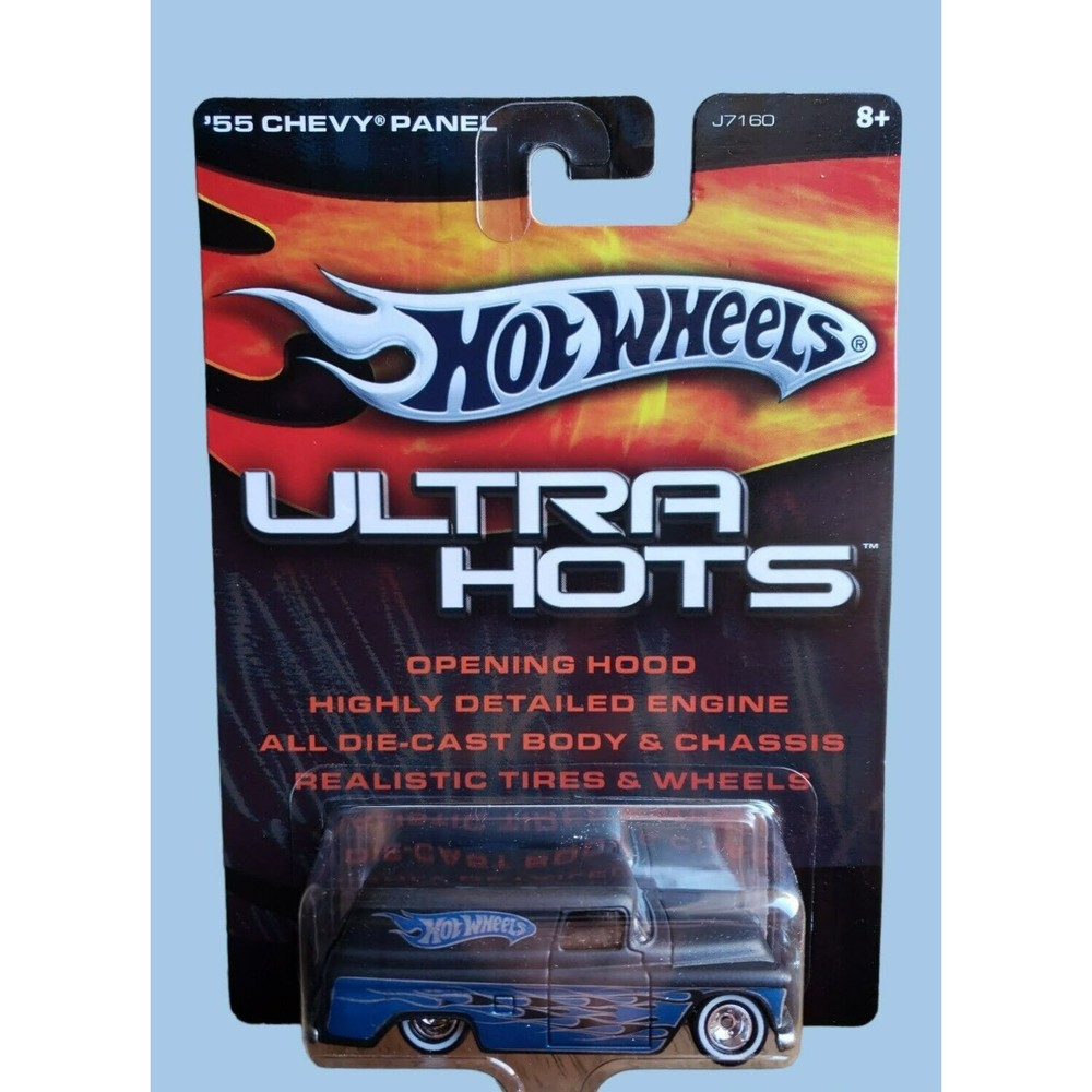2005 Hot Wheels Ultra Hots '55 Chevy Panel Black Blue 1:64 Real Riders Die-Cast